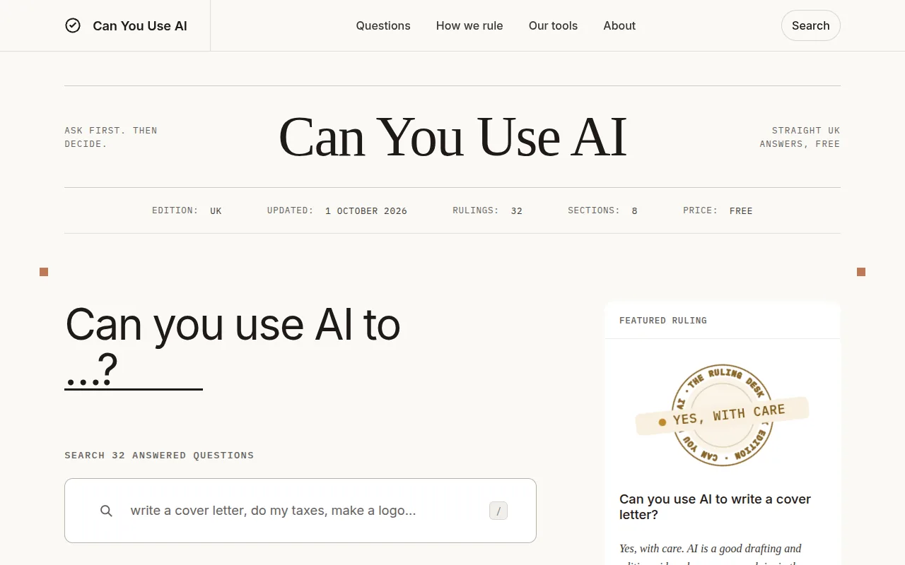 Screenshot of Can You Use AI