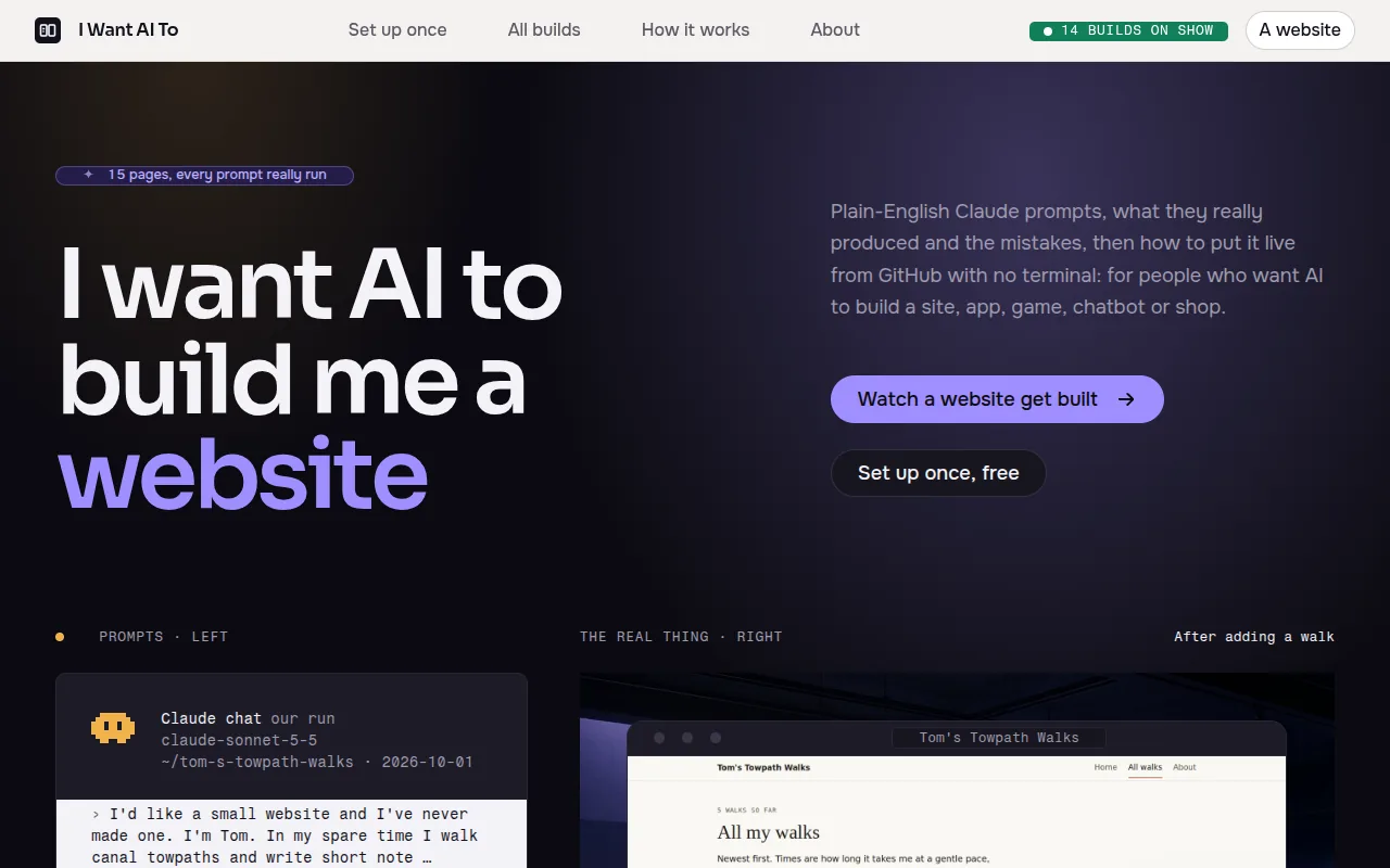 Screenshot of I Want AI To